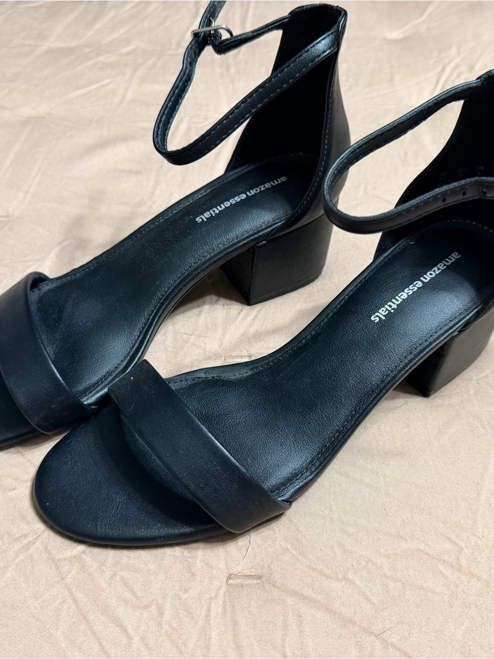 Amazon Essentials Black Ankle-Strap Block Heel Sandals